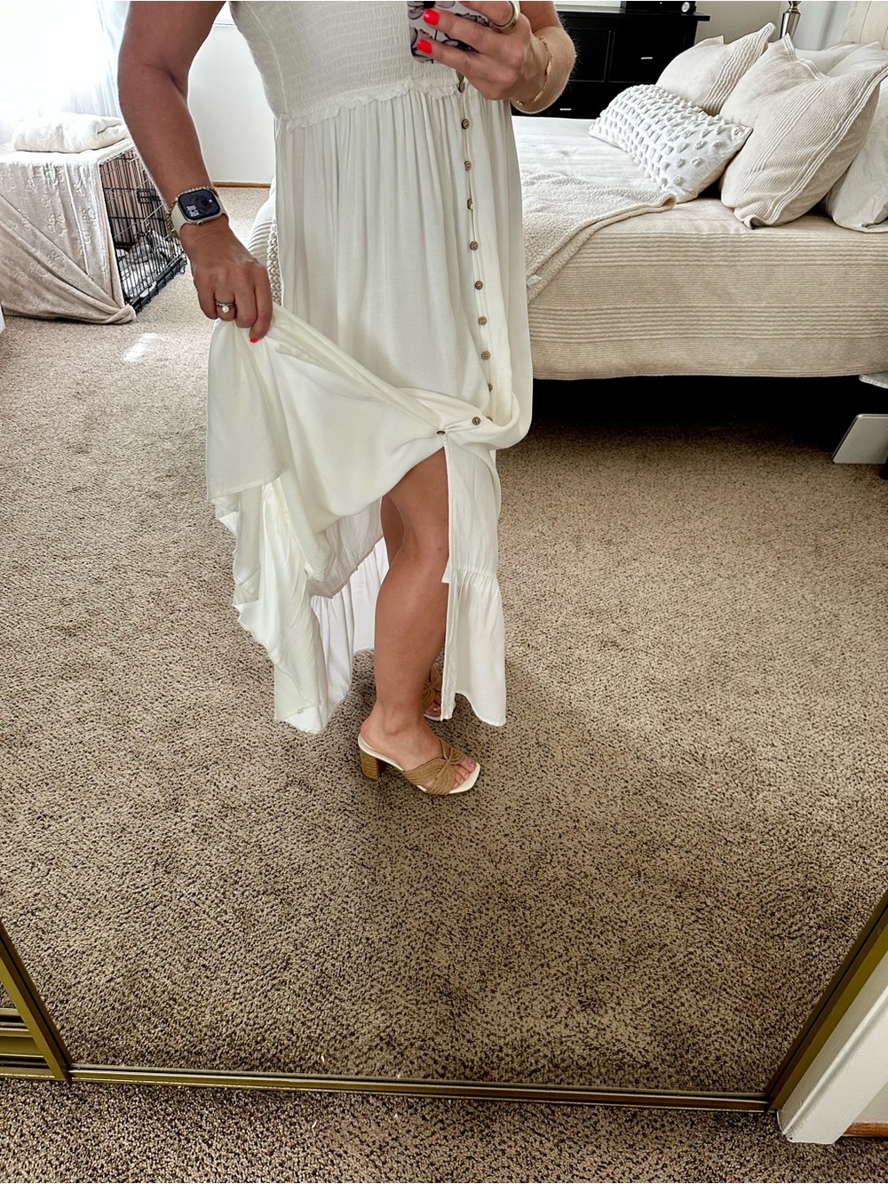 | vici • white flowy button down maxi dress • large | - Picture 4 of 8